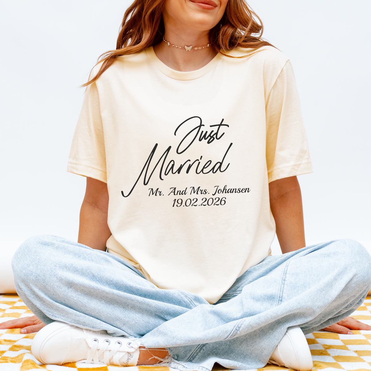 Custom Just Married Shirt - Personalized Mr and Mrs Wedding Tee, Honeymoon Gift for Newlyweds, Custom Name & Date
