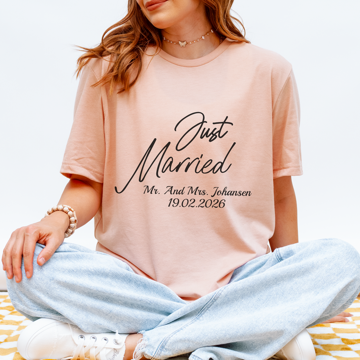 Custom Just Married Shirt - Personalized Mr and Mrs Wedding Tee, Honeymoon Gift for Newlyweds, Custom Name & Date