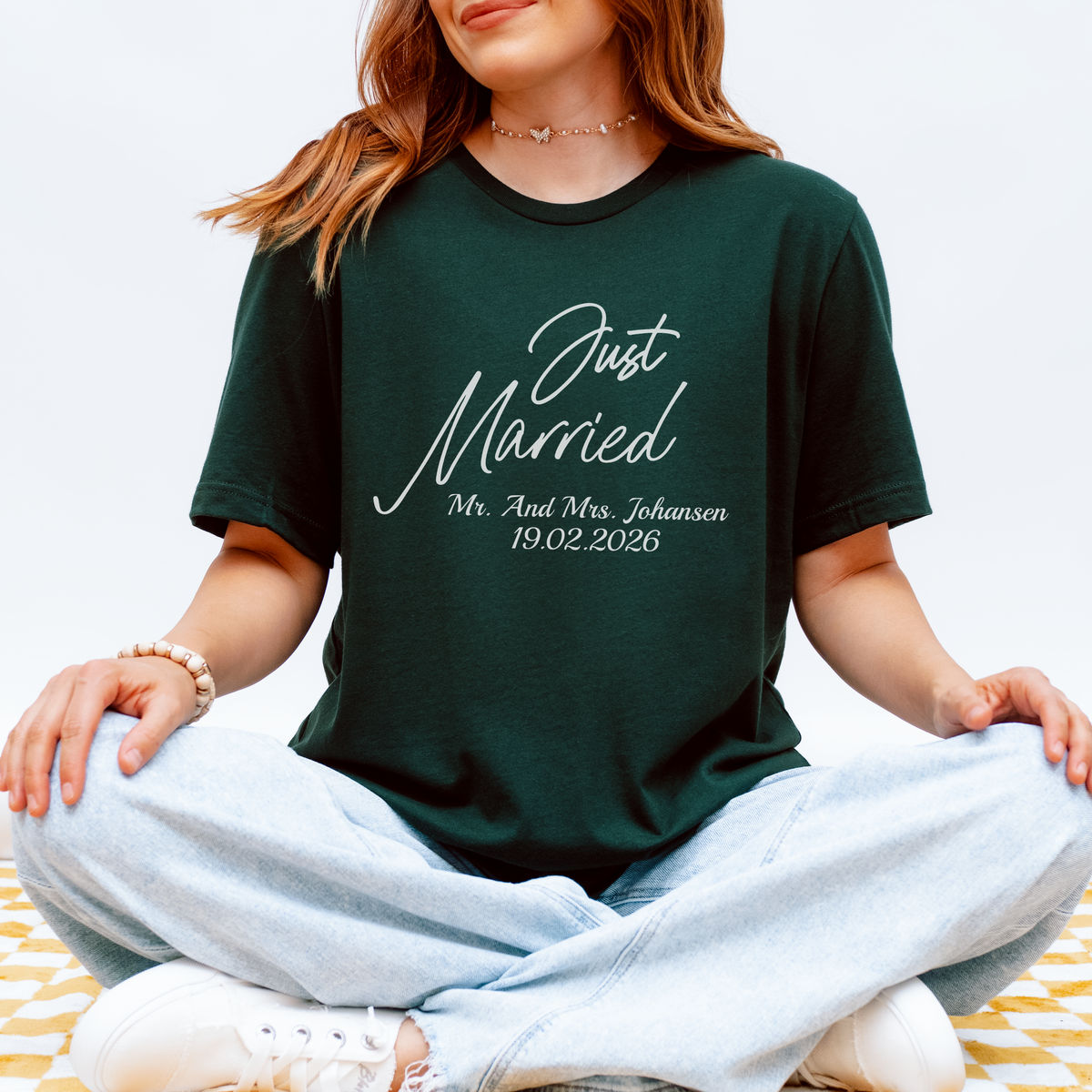 Custom Just Married Shirt - Personalized Mr and Mrs Wedding Tee, Honeymoon Gift for Newlyweds, Custom Name & Date